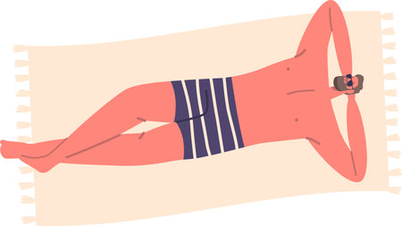 Man sunbathing on beach vector illustrationのイラスト素材