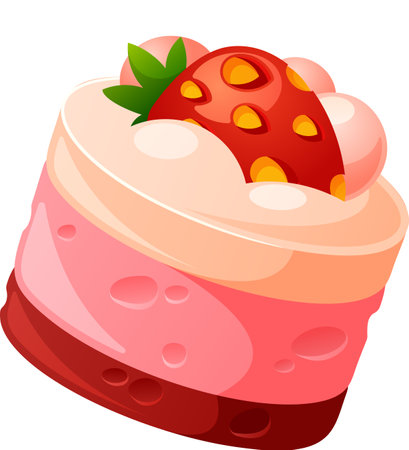 Piece of strawberry cake vector illustrationのイラスト素材