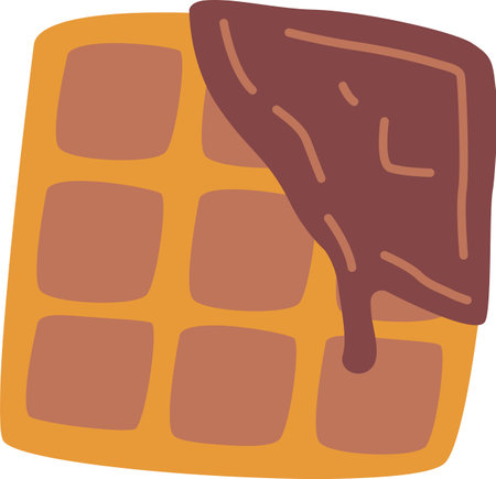 Belgian waffle with melting chocolateのイラスト素材