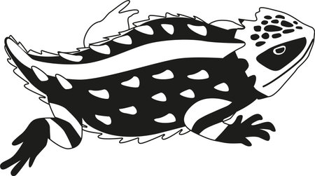 Wildlife lizard black-and-white vector illustrationのイラスト素材