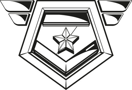 Combat rank chevron black-and-white vector illustrationのイラスト素材