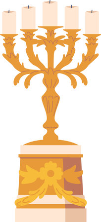 Elegant bronze candleholder vector illustrationのイラスト素材