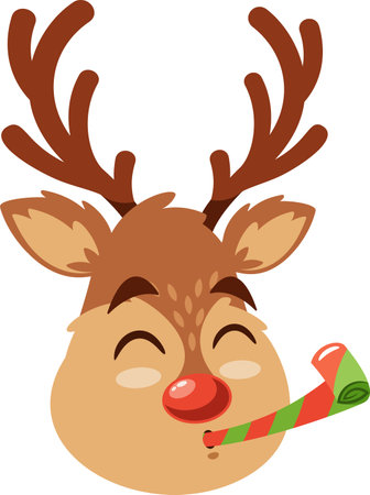 Christmas reindeer muzzle blowing pipeのイラスト素材