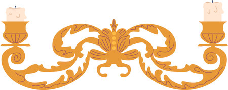 Filigree golden candleholder vector illustrationのイラスト素材