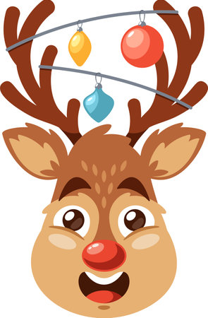 Christmas reindeer wrapped garland vector illustrationのイラスト素材