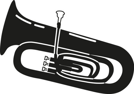 Trumpet music instrument black-and-white vector illustrationのイラスト素材