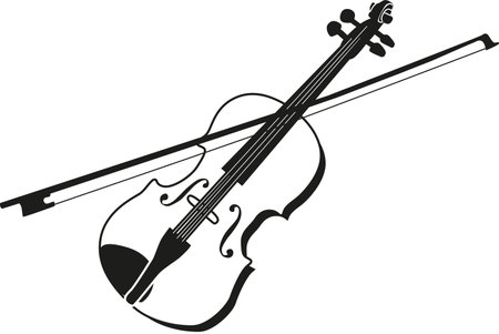 Wooden violin music instrument black-and-whiteのイラスト素材