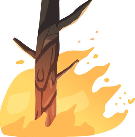 Forest tree trunk on fireのイラスト素材