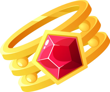 Magic golden ring with rubyのイラスト素材