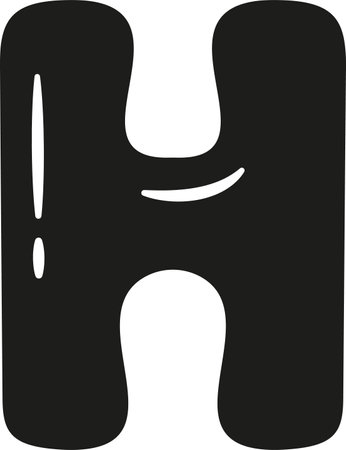 H letter English alphabet blackのイラスト素材