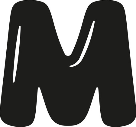 M letter English alphabet blackのイラスト素材