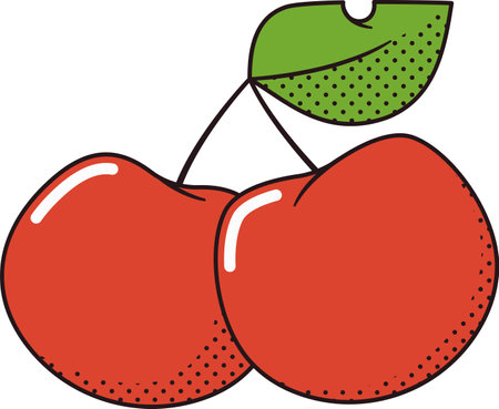 Ripe cherry fruit vector illustrationのイラスト素材