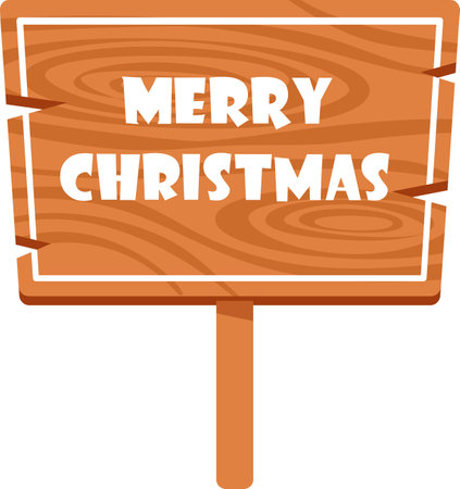 Merry Christmas wooden signboard vector illustrationのイラスト素材
