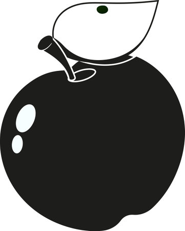Black-and-white natural apple fruit vector illustrationのイラスト素材