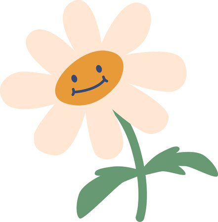 Daisy retro hippie flower vector illustrationのイラスト素材