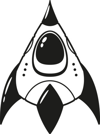Futuristic missile shuttle black-and-white vector illustrationのイラスト素材