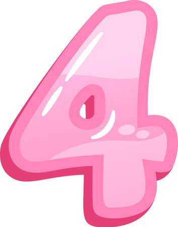 Shiny pink four number vector illustrationのイラスト素材