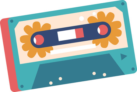 Retro hippie audio cassette vector illustrationのイラスト素材