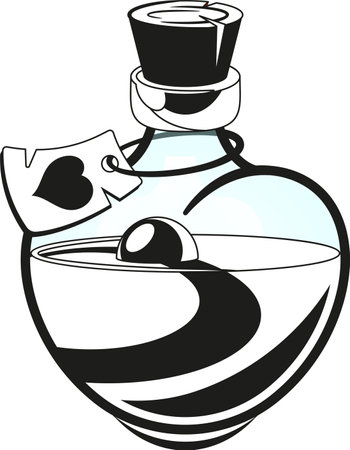 Love potion flask black-and-white vector illustrationのイラスト素材