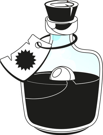 Magic potion vial black-and-white vector illustrationのイラスト素材