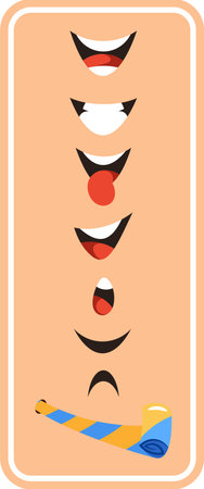 Funny mouth expression animation vector illustrationのイラスト素材