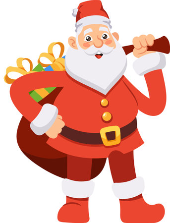 Santa Clause with gifts sackのイラスト素材