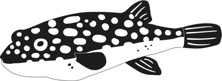 Freshwater aquarium fish black-and-white vector illustrationのイラスト素材