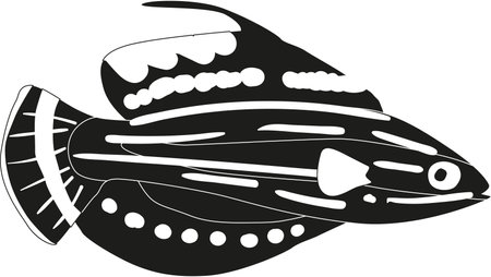 Tropical coral reef fish black-and-whiteのイラスト素材