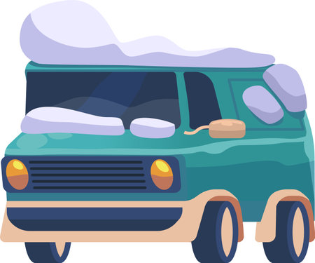 Snow-covered car after blizzard vector illustrationのイラスト素材