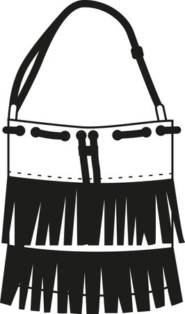 Black-and-white female bag boho styleのイラスト素材