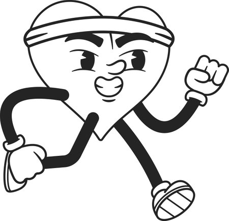 Heart emoticon sportive character vector illustrationのイラスト素材