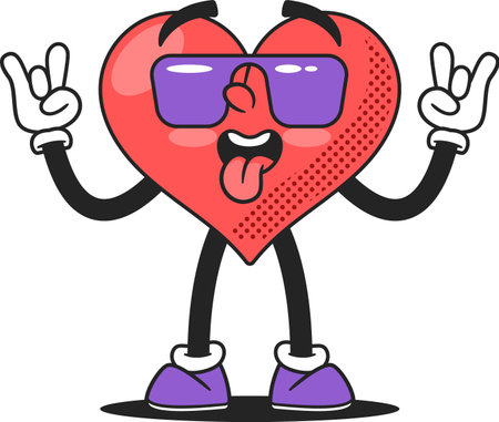Heart face cool emotion vector illustrationのイラスト素材
