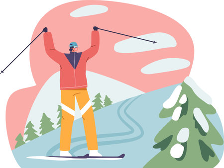 Mountain slalom rider vector illustrationのイラスト素材
