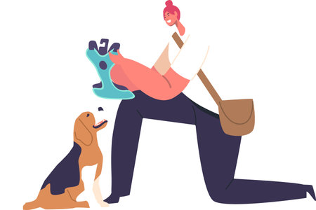 Pet owner and dog vector illustrationのイラスト素材
