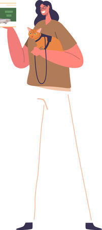 Pet owner with cat vector illustrationのイラスト素材
