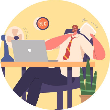 Employee suffering from heat vector illustrationのイラスト素材