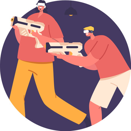 People gaming VR club vector illustrationのイラスト素材