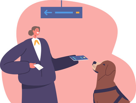 Airport worker giving animal ticketのイラスト素材