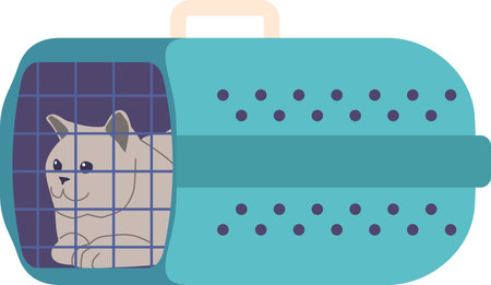 Cat inside pet carriage vector illustrationのイラスト素材