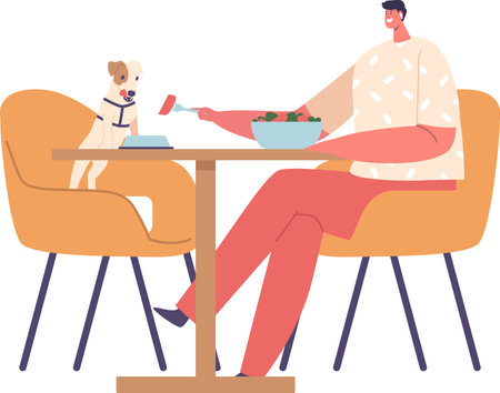 Visitors at pet-friendly cafe vector illustrationのイラスト素材