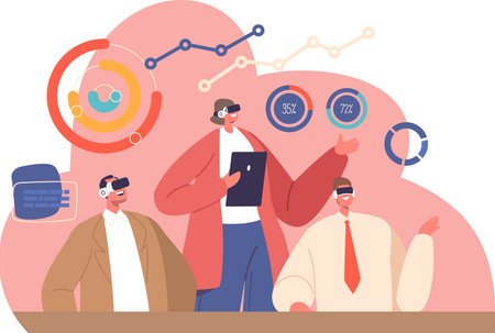 Businesspeople having virtual meeting vector illustrationのイラスト素材