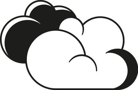 Overcast weather black-and-white symbol vector illustrationのイラスト素材