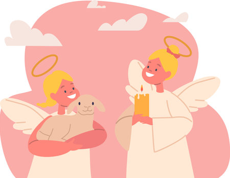 Cute children angels vector illustrationのイラスト素材