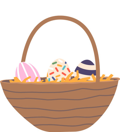 Easter basket with colored eggsのイラスト素材