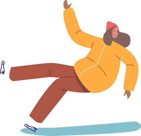 Woman ice-skater slips and fallsのイラスト素材