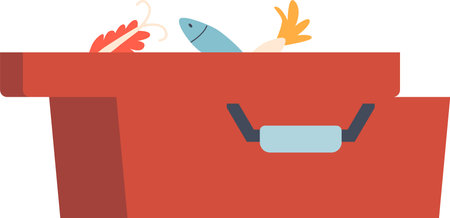 Fishing tackles kit box vector illustrationのイラスト素材