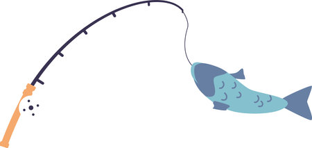Rod with fish vector illustrationのイラスト素材