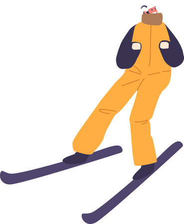 Happy child riding skies vector illustrationのイラスト素材