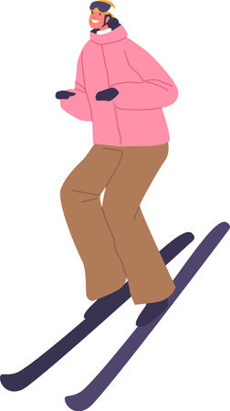Woman skier riding skies vector illustrationのイラスト素材