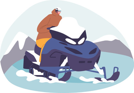 Man riding snowmobile vector illustrationのイラスト素材